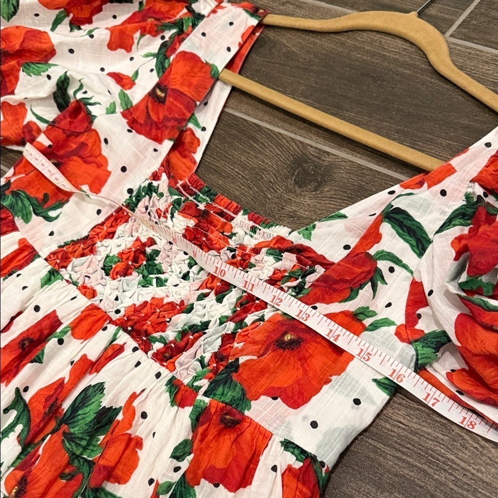 Anthropologie Maeve Square-Neck Smocked Babydoll Mini Floral Dress - Picture 16 of 17